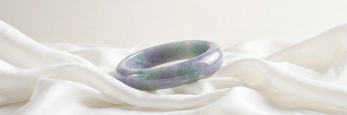 Taojade Co - light jadeite bangle on white silk